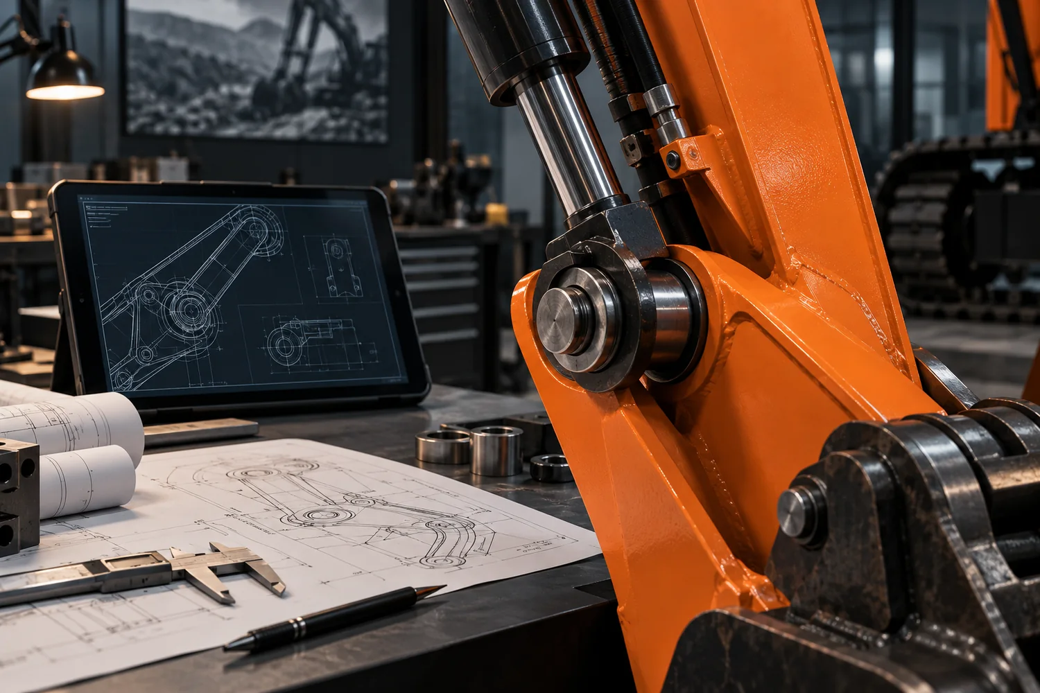 Travail d’ingénierie sur des composants hydrauliques d’engins
